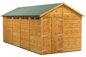 Power 18x8 Apex Secure Garden Shed - Double Door